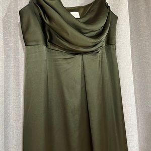 Reverly Skye Satin Maternity Dress in Deep Olive